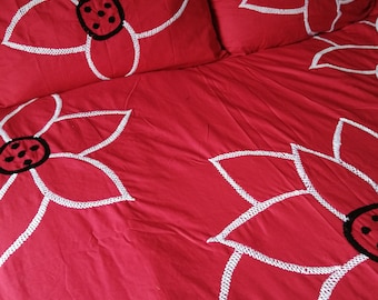 200 Thread Count Egyptian Cotton Duvet Cover Sets Hand Embroidered Double Size Red Duvet Set African Style Embroidered NEW