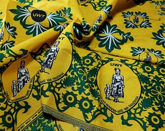 Sold By Yard Vibrant Ankara Material for Dresses|TraditionalTanzanian Fabric Yard|African Ankara Cotton Fabrics|Chama Cha Mapinduzi Kitenge