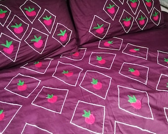 200 Thread Count Egyptian Cotton Duvet Cover Sets Hand Embroidered King Duvet Set African Style Embroidered PlumNEW