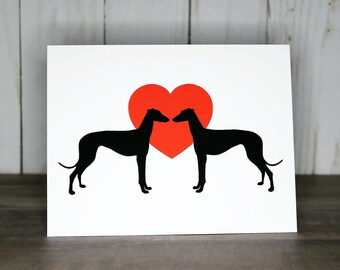 Greyhound Valentine Cards, Pack of Cards Greyhound Dog Valentine Notecards, Valentine's Day Card