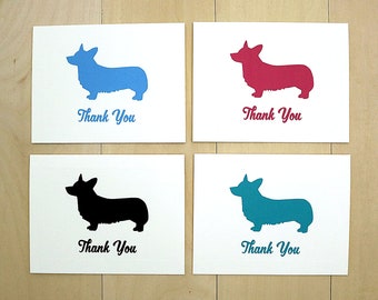 Corgi Thank You Card Set, Corgi Note Card Pack, Dog Thank You Cards, Corgi Stationery Set