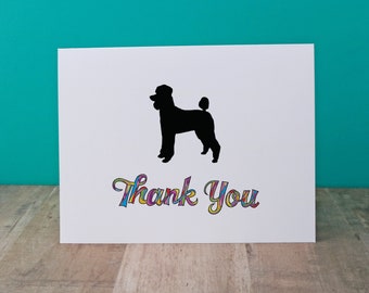 Poodle Thank You Cards, Poodle Note Card Pack, Dog Thank You Notes with French Poodle Silhouette