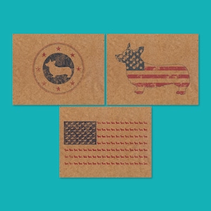 Ensemble de cartes de correspondance pour chien corgi, papeterie patriotique Americana, paquet de cartes de voeux corgi, cadeau pour amoureux de corgi