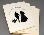 Dog Wedding Cards, Engagement or Wedding Thank You Cards 4 Pack