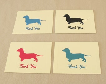 Dachshund Thank You Cards Set, Doxie Dog Notecards, Daschund Stationery Thank Yous, Dachshund Gift