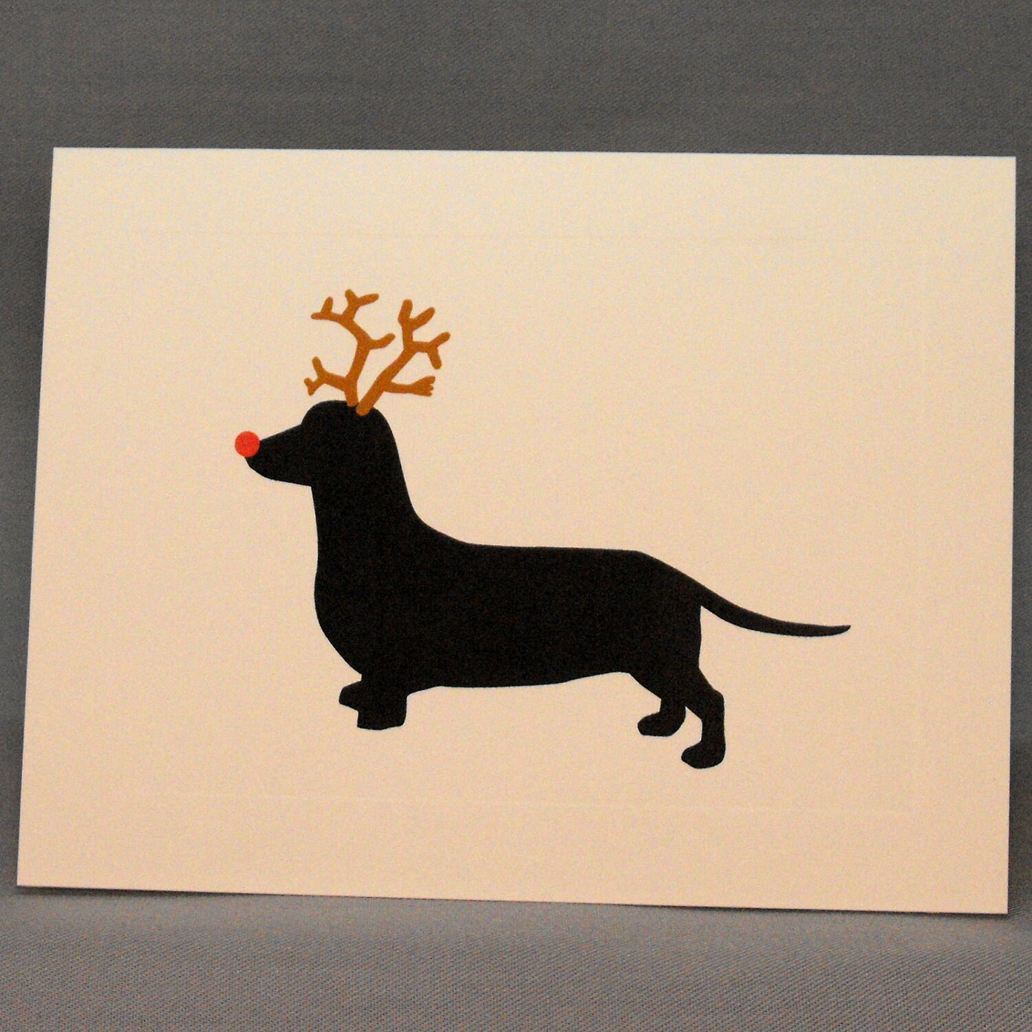 Holiday Dachshund Christmas Card Single Greeting Card | Etsy