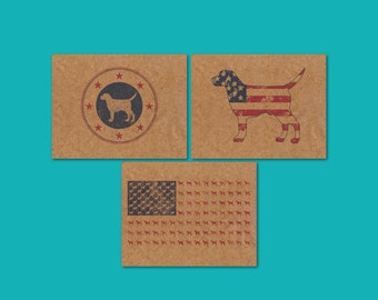 Labrador Retriever Patriotic Greeting Cards, Americana Dog Note Card Pack, Labrador Gift for Lab Mom or Lab Dad