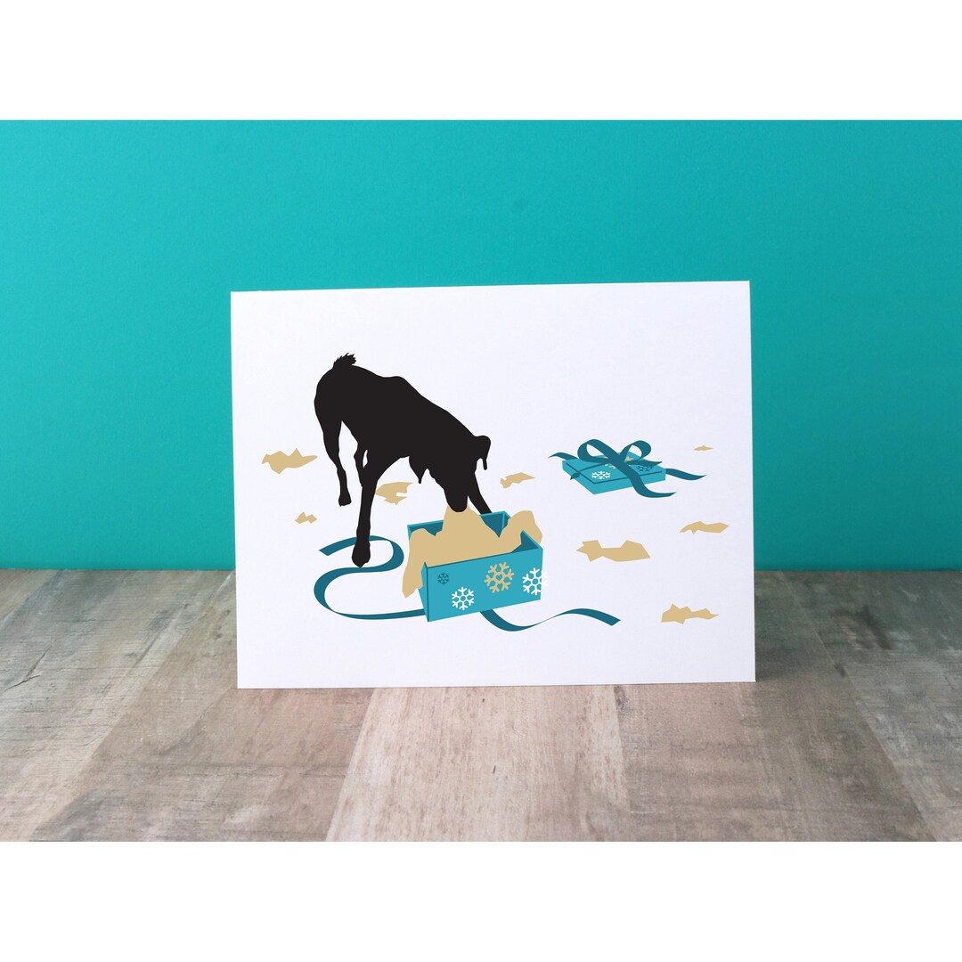 Holiday Card Pack, Funny Christmas Cards With Dog Ripping Open Gift Box ...