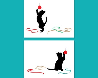 Playful Black Cat Christmas Cards for Cat Lovers