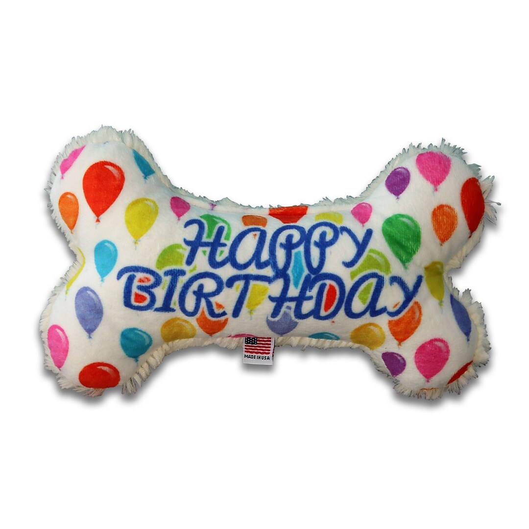 Happy Birthday Dog Toy, Dog Birthday Gift, Squeaky Plush Pet Toy, Dog