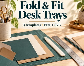 Paper Desk Tray Templates PDF and SVG, Three Cut-and-Fold Designs
