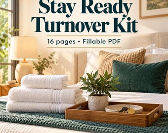 Holiday Rental Turnover Checklist PDF, Fillable Cleaning and Restock Planner