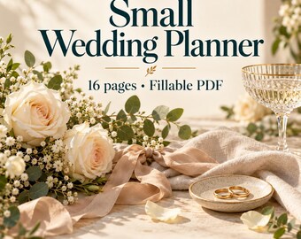 Small Wedding Planner PDF, Fillable Guest List, Timeline (A4 + US Letter)