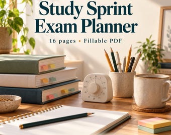 Exam Study Planner PDF, Fillable Revision Schedule and Practice Tracker