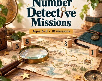 Maths Activity Worksheets PDF Ages 6–8, 18 Number Missions with Answers