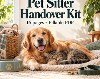 Pet Sitter Instructions PDF, Fillable Care Routine and Visit Logs, A4 and US Letter
