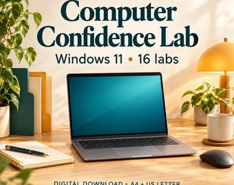 Windows 11 Computer Skills Workbook PDF, 16 Beginner Labs and Practice Files