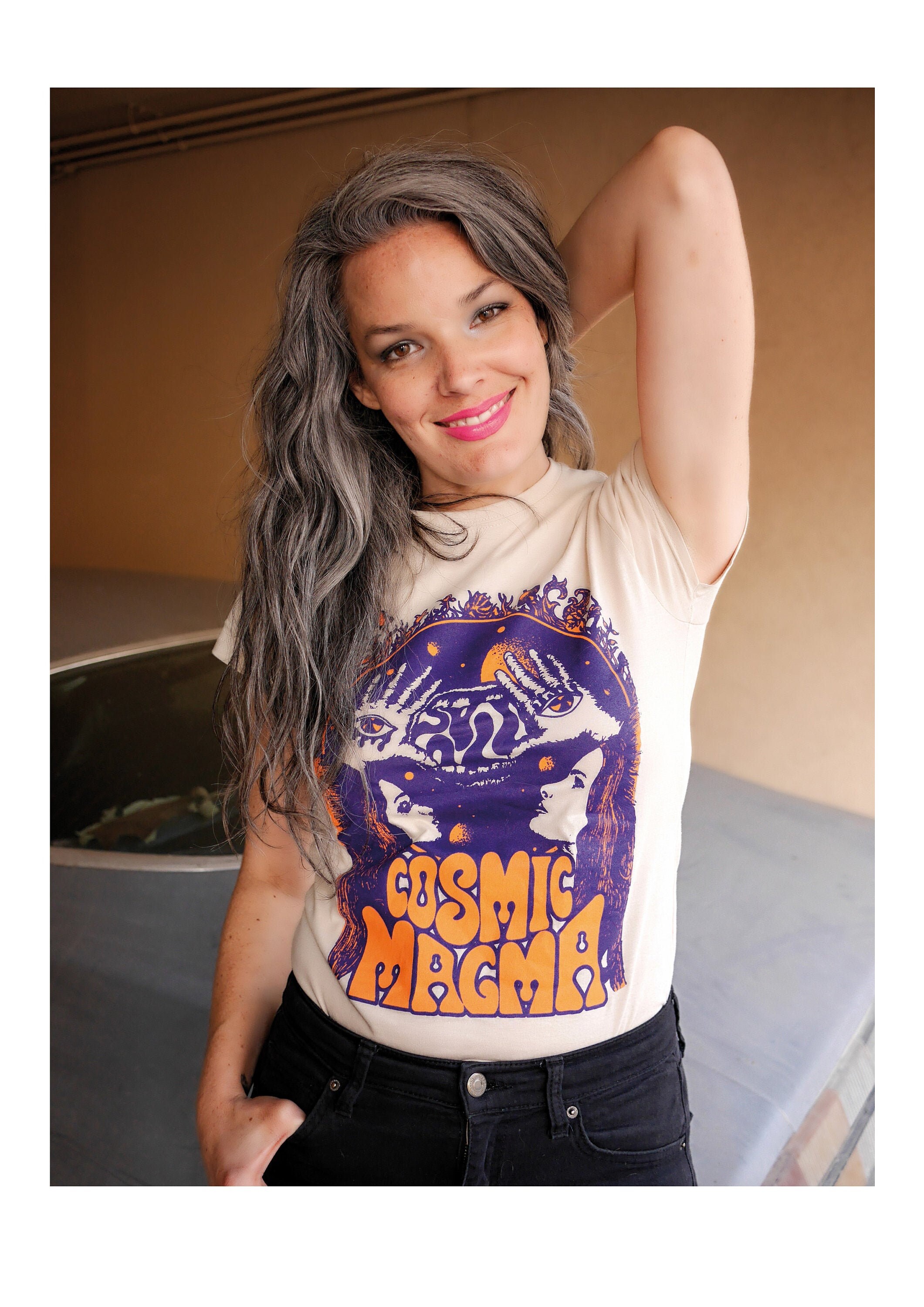Cosmic Magma Vintage 70s Inspired Tee - women t shirt- psychedelic gr…