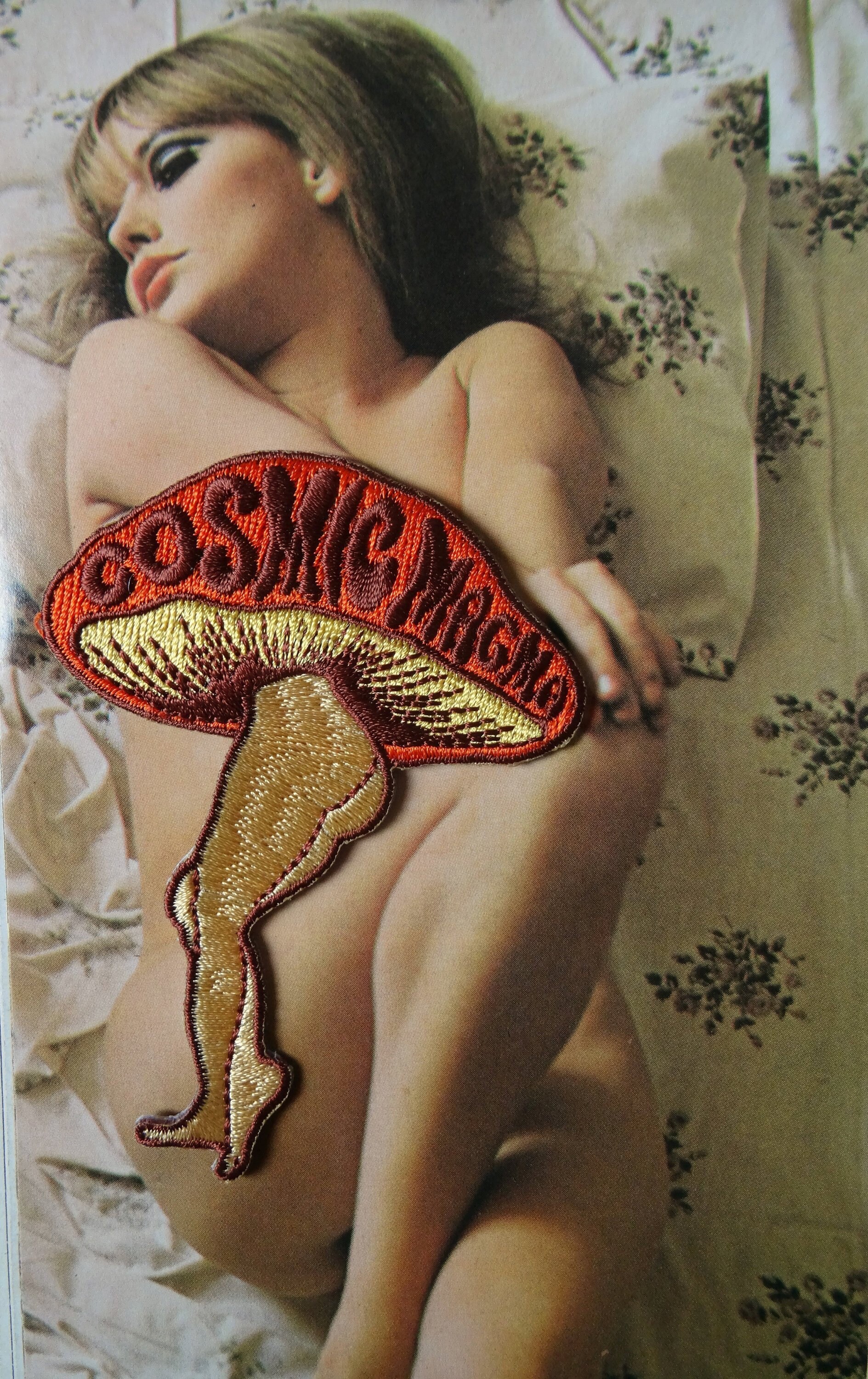 Cosmic Magma Vintage 70s psychedelic patch mushroom legs woman