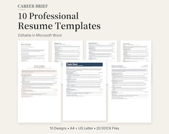10 Professional Resume Templates for Microsoft Word in A4 and US Letter