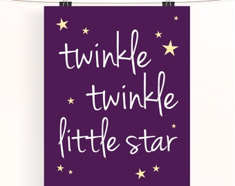 Twinkle twinkle little star grey and yellow nursery print