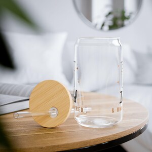 Iced Coffee Lover Gift, Iced and Unbothered Glass Cup with Lid and Straw, 16oz Can Glass, Aesthetic Iced Latte Cup for Her image 6