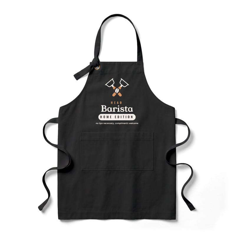 Home Barista Gift, Head Barista Home Edition Apron, Espresso Lover Kitchen Apron, Coffee Gift for Dad or Mom image 4