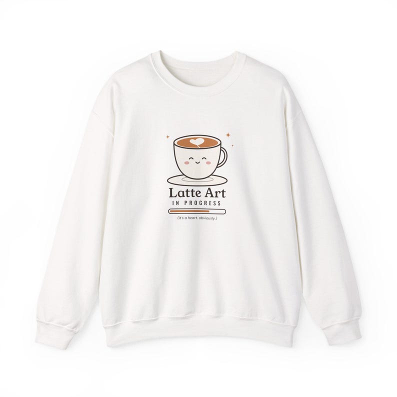 Home Barista Gift, Latte Art in Progress Sweatshirt, Cute Coffee Cup Crewneck, Funny Latte Lover Sweater, Coffee Lover Gift image 4