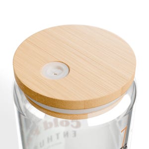 Iced Coffee Lover Gift, Cold Foam Enthusiast Glass Cup, 16oz Can Glass with Bamboo Lid and Straw, Cute Iced Latte Cup image 7