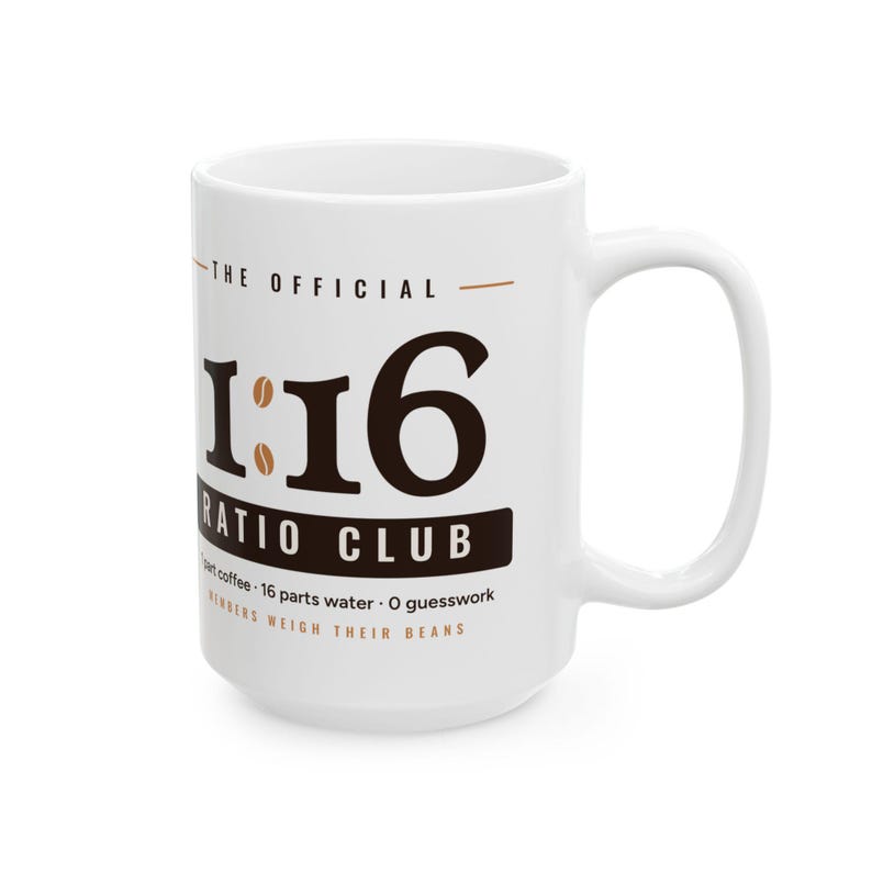 Coffee Nerd Gift, 1:16 Ratio Club Mug, Pour Over Coffee Ratio 15oz Mug, Home Barista Gift, Specialty Coffee Lover Mug image 3