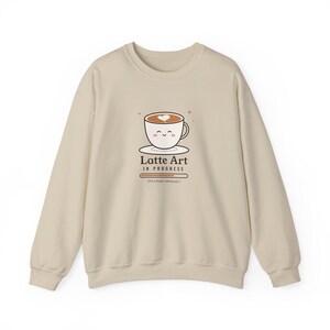 Home Barista Gift, Latte Art in Progress Sweatshirt, Cute Coffee Cup Crewneck, Funny Latte Lover Sweater, Coffee Lover Gift image 3