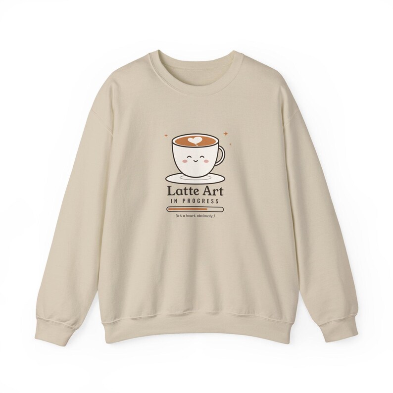 Home Barista Gift, Latte Art in Progress Sweatshirt, Cute Coffee Cup Crewneck, Funny Latte Lover Sweater, Coffee Lover Gift image 3