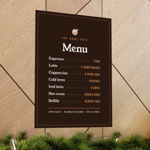 Coffee Bar Decor Gift, Home Café Menu Poster, Funny Coffee Menu Wall Art, Coffee Station Sign Print, Kitchen Wall Decor image 3