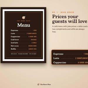 Coffee Bar Signs Printable Set of 6, Home Cafe Menu Sign, Espresso Drink Guide, Kitchen Wall Art, Brew Ratio Chart image 3