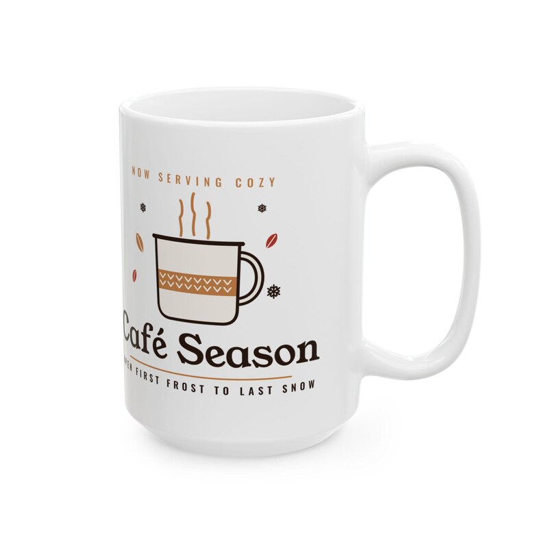 Café Season 15oz Ceramic Mug, Cozy Fall Winter Latte Cup, Coffee Lover Gift image 4