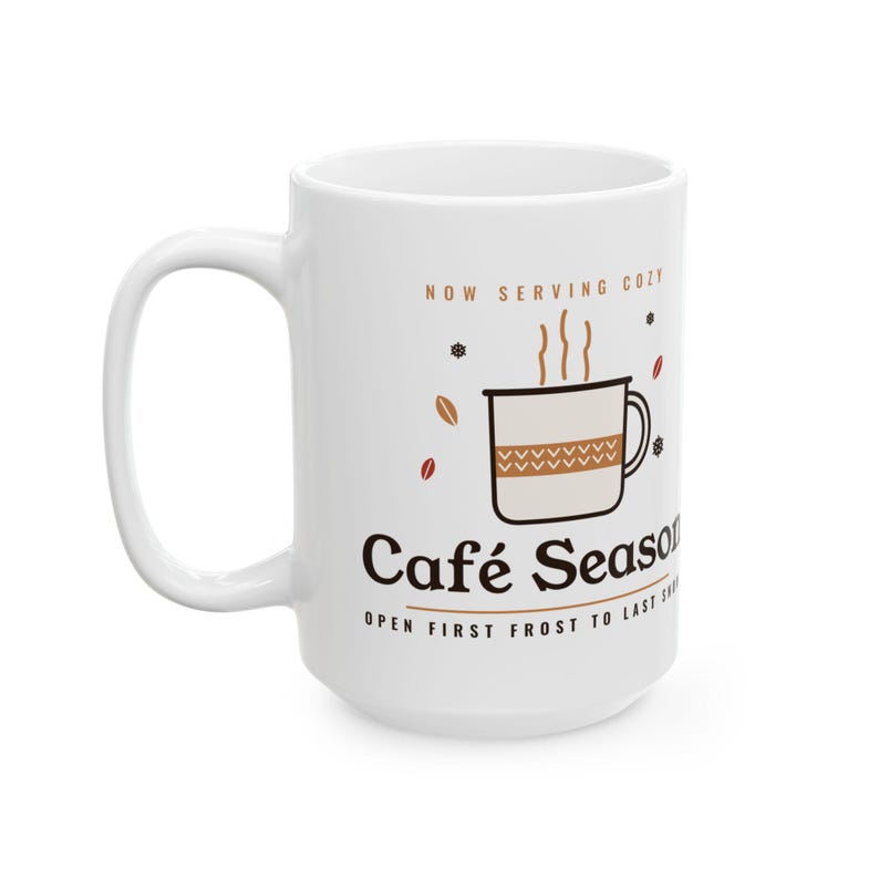 Café Season 15oz Ceramic Mug, Cozy Fall Winter Latte Cup, Coffee Lover Gift image 5