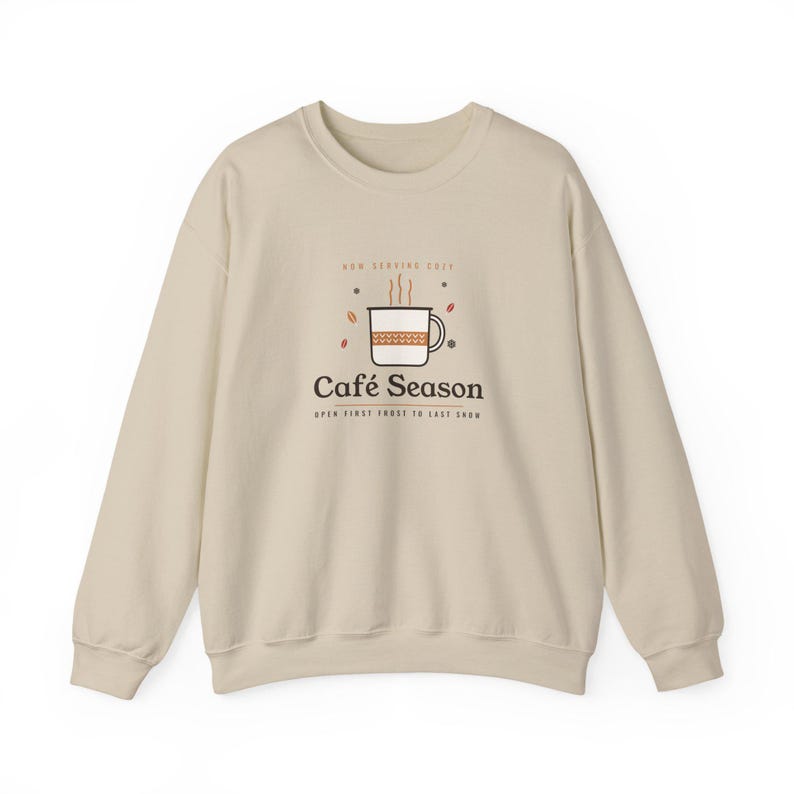 Coffee Lover Gift, Café Season Sweatshirt, Cozy Fall Winter Coffee Crewneck, Home Barista Gift for Her, Coffee Shop Sweater image 3