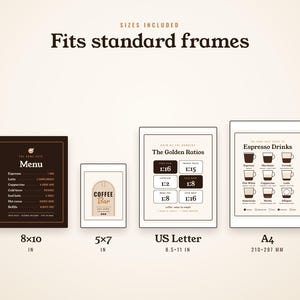 Coffee Bar Signs Printable Set of 6, Home Cafe Menu Sign, Espresso Drink Guide, Kitchen Wall Art, Brew Ratio Chart image 8