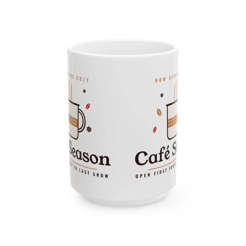 Café Season 15oz Ceramic Mug, Cozy Fall Winter Latte Cup, Coffee Lover Gift image 6
