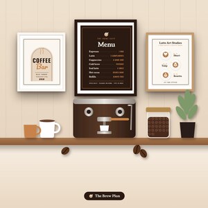 Coffee Bar Signs Printable Set of 6, Home Cafe Menu Sign, Espresso Drink Guide, Kitchen Wall Art, Brew Ratio Chart image 6