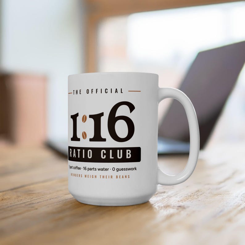 Coffee Nerd Gift, 1:16 Ratio Club Mug, Pour Over Coffee Ratio 15oz Mug, Home Barista Gift, Specialty Coffee Lover Mug image 2