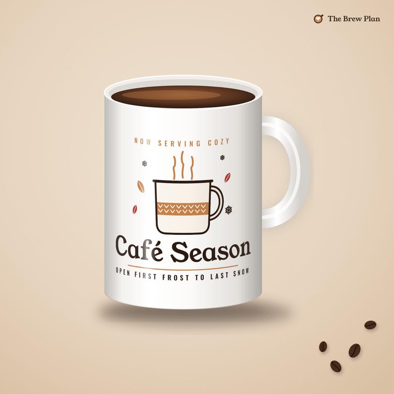 Café Season 15oz Ceramic Mug, Cozy Fall Winter Latte Cup, Coffee Lover Gift image 2