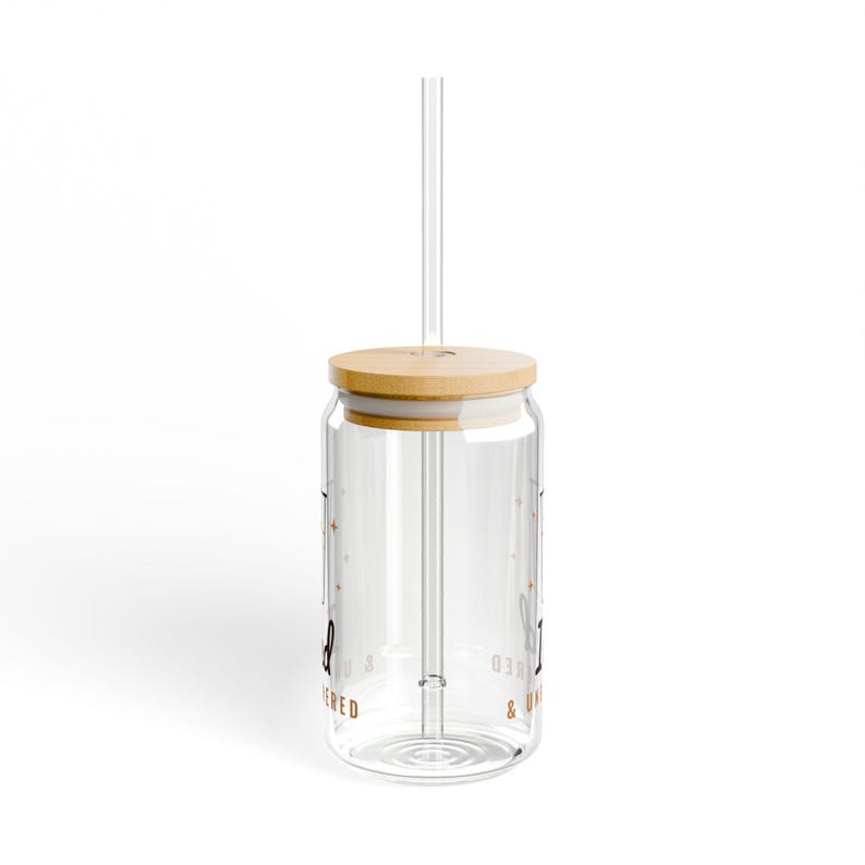 Iced Coffee Lover Gift, Iced and Unbothered Glass Cup with Lid and Straw, 16oz Can Glass, Aesthetic Iced Latte Cup for Her image 5
