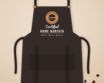 Home Barista Gift, Certified Home Barista Apron, Funny Espresso Lover Kitchen Apron, Coffee Gift for Him or Her