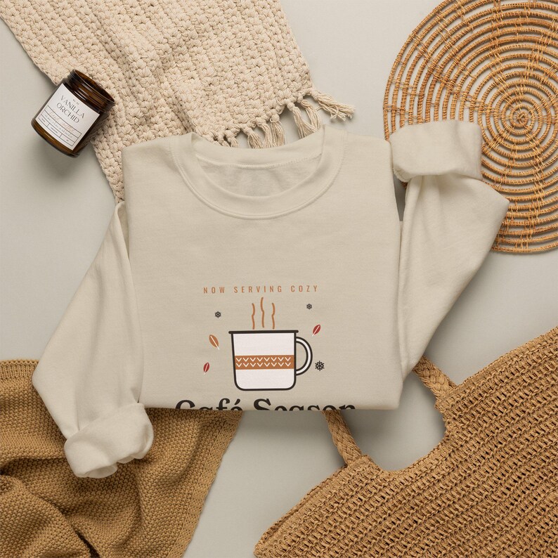 Coffee Lover Gift, Café Season Sweatshirt, Cozy Fall Winter Coffee Crewneck, Home Barista Gift for Her, Coffee Shop Sweater image 2