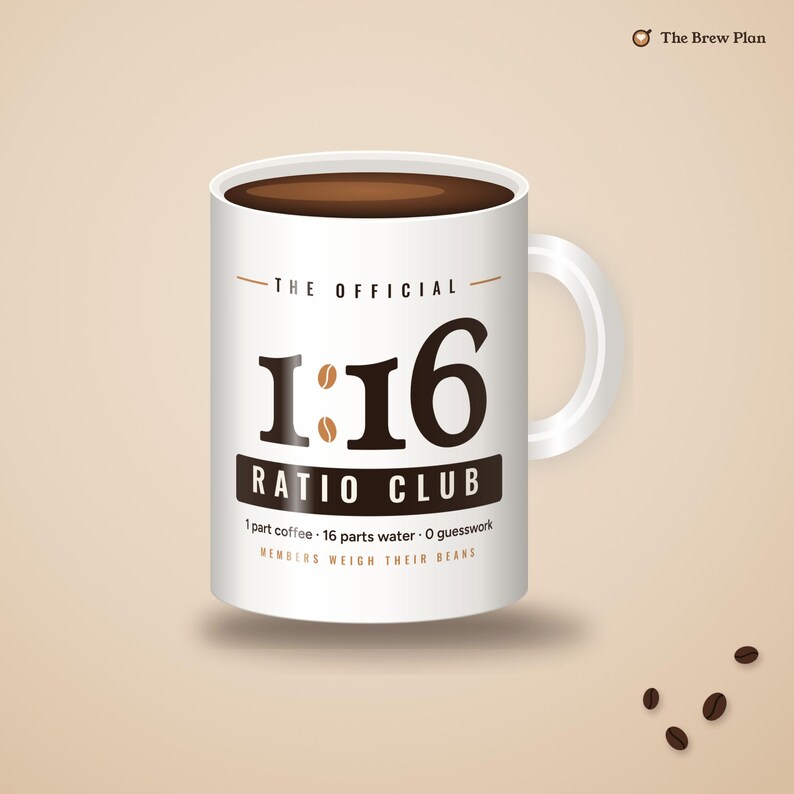 Coffee Nerd Gift, 1:16 Ratio Club Mug, Pour Over Coffee Ratio 15oz Mug, Home Barista Gift, Specialty Coffee Lover Mug image 1