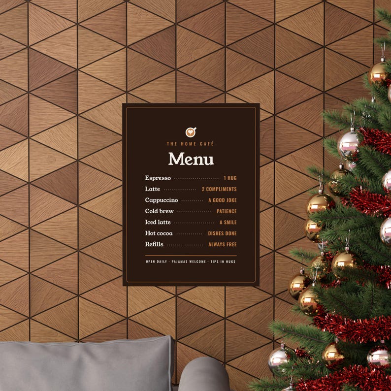 Coffee Bar Decor Gift, Home Café Menu Poster, Funny Coffee Menu Wall Art, Coffee Station Sign Print, Kitchen Wall Decor image 2
