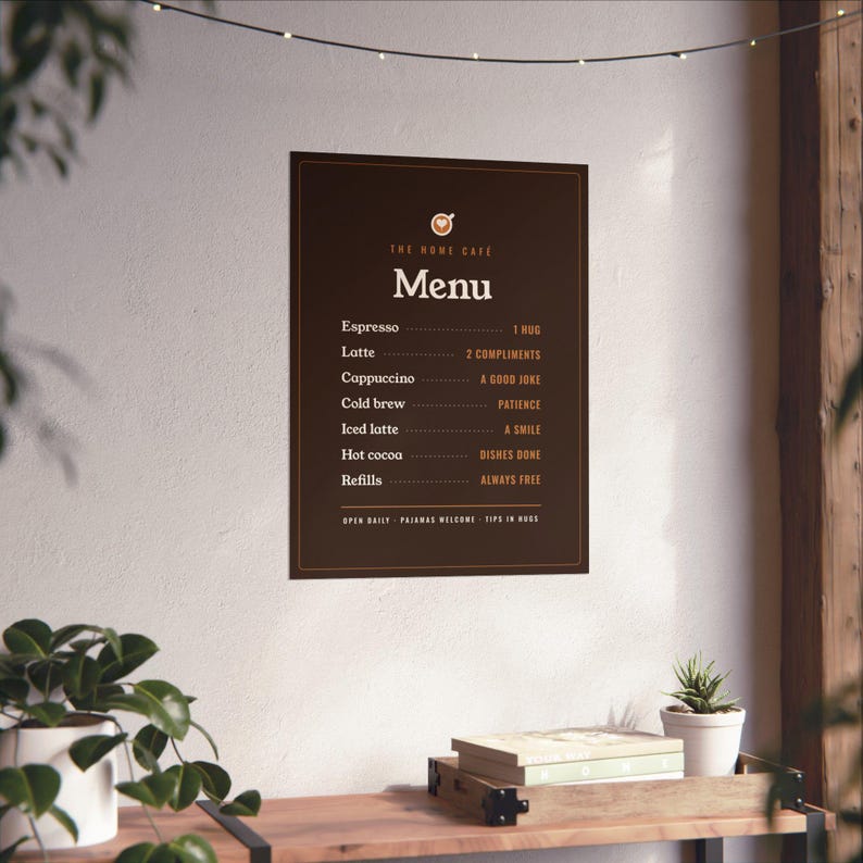Coffee Bar Decor Gift, Home Café Menu Poster, Funny Coffee Menu Wall Art, Coffee Station Sign Print, Kitchen Wall Decor image 4