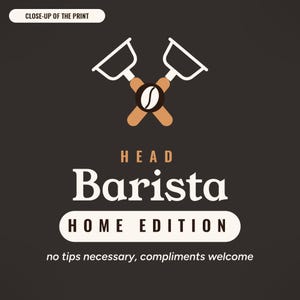 Home Barista Gift, Head Barista Home Edition Apron, Espresso Lover Kitchen Apron, Coffee Gift for Dad or Mom image 2