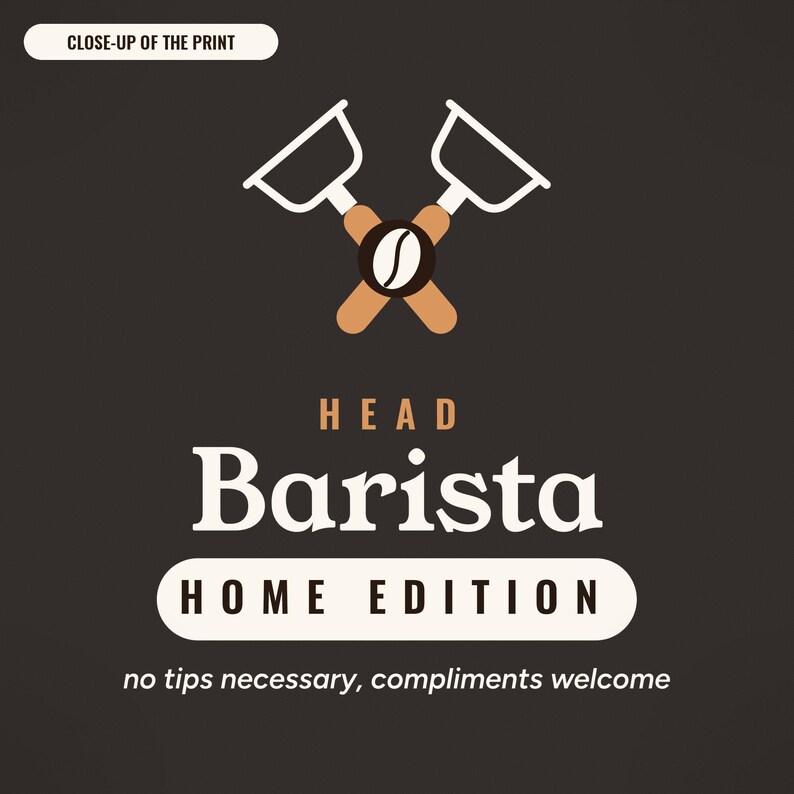 Home Barista Gift, Head Barista Home Edition Apron, Espresso Lover Kitchen Apron, Coffee Gift for Dad or Mom image 2